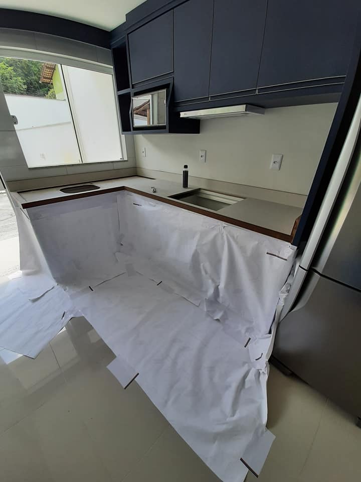 Pia de Madeira MDF Com Porcelanato Liquido 3D